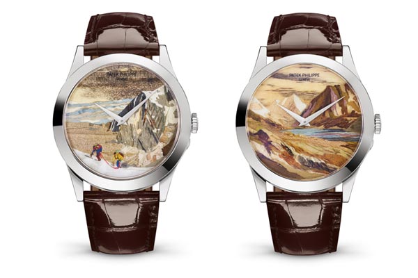 Série limitée de deux montres-bracelets Calatrava Réf. 5089, au cadran en marqueterie de bois