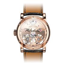 Double Tourbillon Volant with pink gold Hand-made Guilloché movement