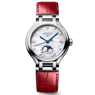 LONGINES PRIMALUNA nacre et bracelet rouge © Longines