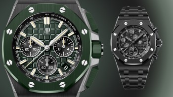 /	The new Royal Oak Offshore Selfwinding Chronograph references in ceramic are adorned with the Manufacture’s trademark satin-brushed and polished hand-finishing for a constant play of light that underlines the collection’s multifaceted architecture. © Courtesy of Audemars Piguet