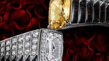 Watch with yellow sapphire and obsidians - Cartier