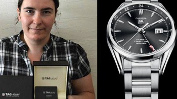 The winner receives her watch - TAG Heuer