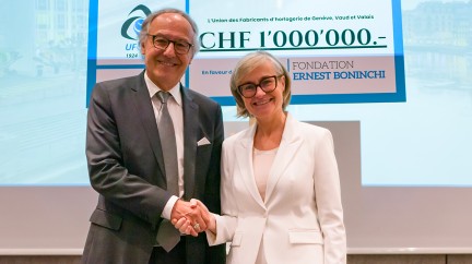 Yves Flückiger, Président de la Fondation Boninchi et Carole Décosterd Présidente de l'Ufgvv © Sébastien Tavares Gomes