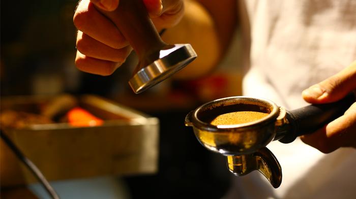 Barista preparing an espresso