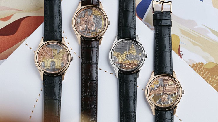 The four Les Cabinotiers – Memorable Sites single-piece editions  feature fabulous hand-engraved dials in three gold colors © Vacheron Constantin