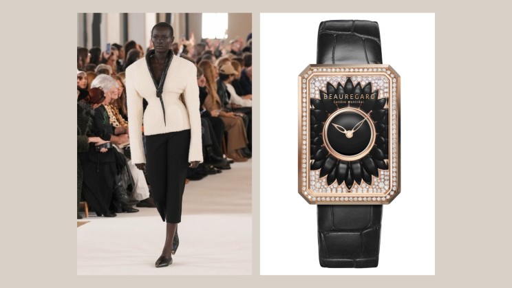 Beauregard Lili Black Onyx and Schiaparelli jacket – Look 8, Haute Couture Spring-Summer 2023 © Beauregard, Schiaparelli