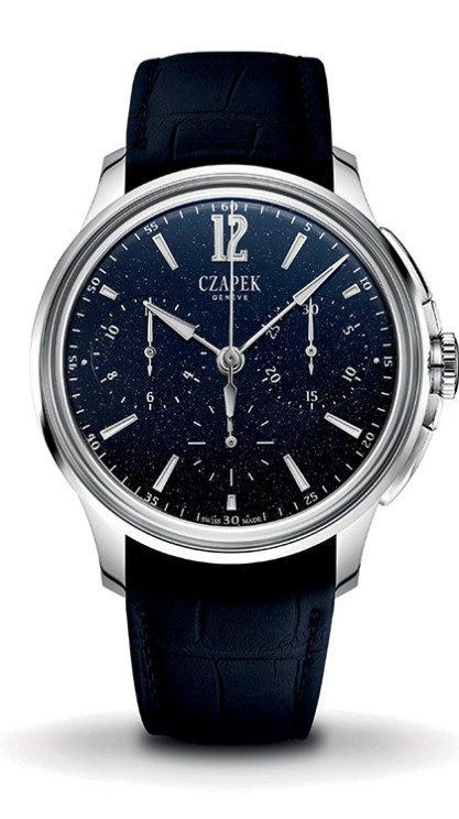 Faubourg de Cracovie en acier, 41,5 mm de diamètre, mouvement chronographe automatique, bracelet en cuir, Série limitée à 50 exemplaires. © Czapek