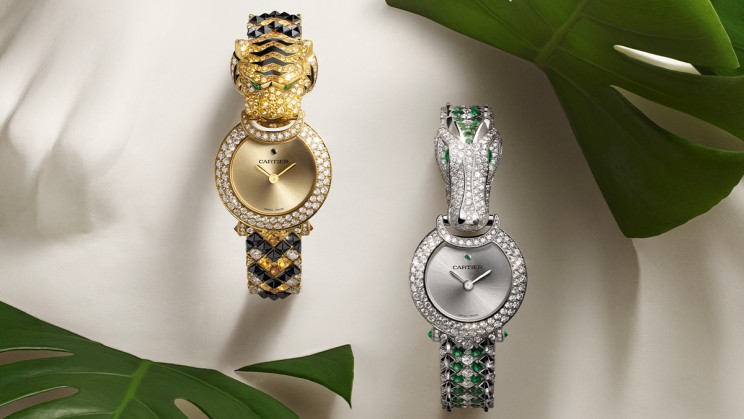 Tiger and crocodile jewellery watch, rhodium-finish white gold © Cartier