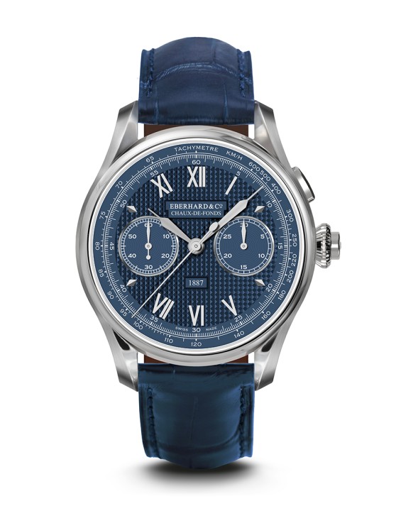 Chronographe 1887 réf. 31082 en acier, 41, 5 mm de diamètre, mouvement chronographe flyback automatique, bracelet en cuir. CHF 5'850 © Eberhard & Co.