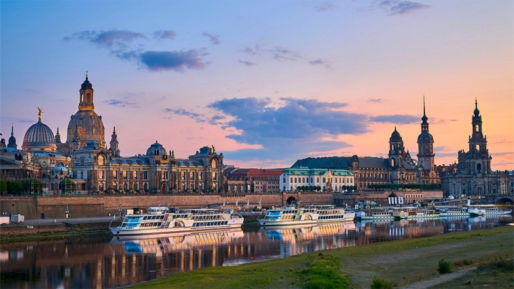 Dresden Frauenkirche and River Elbe