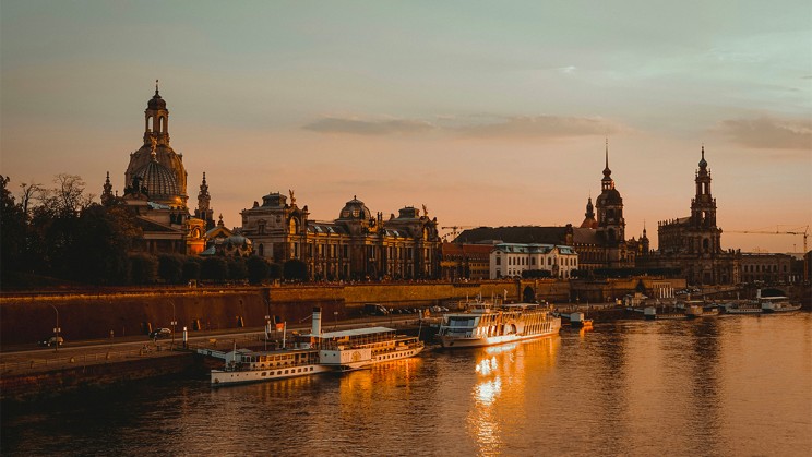 Dresden Frauenkirche and River Elbe