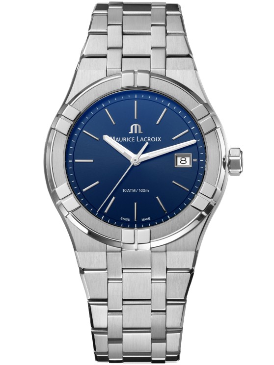 Aikon en acier, 40 mm de diamètre, mouvement à quartz avec date par guichet, bracelet en acier ©&nbsp;Maurice Lacroix 