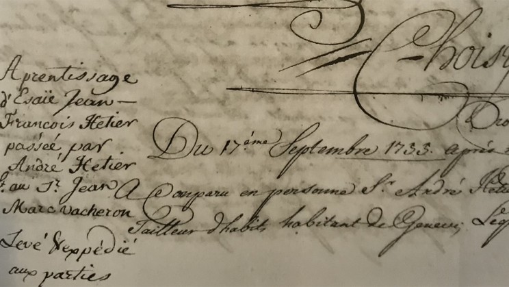 Extrait du contrat d'apprentissage auprès de Jean-Marc Vacheron en 1755 © Vacheron Constantin