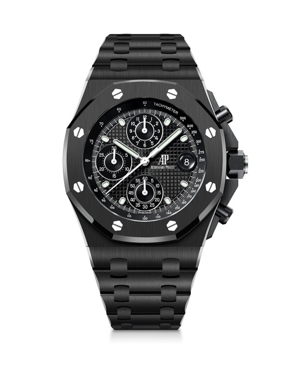 Chronographe Royal Oak Offshore en céramique noire, 42 mm de diamètre, mouvement automatique avec date par guichet, bracelet en céramique noire ©&nbsp;Audemars Piguet 