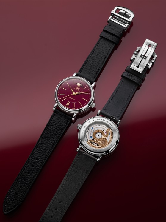 Portofino Year of the Snake en acier, 37 mm de diamètre, mouvement automatique avec indicateur des phases de lune, bracelet en cuir. Série limitée à 500 exemplaires © IWC Schaffhausen