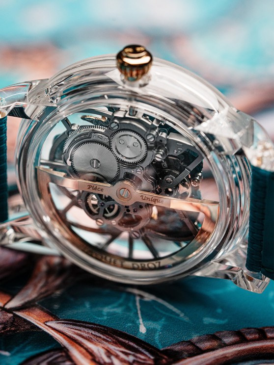 Caseback of the Tourbillon Skelet Sapphire - Bushido © Jaquet Droz