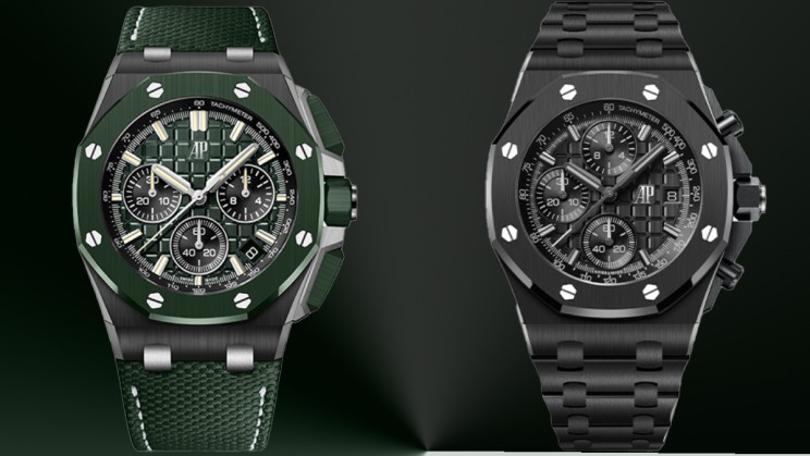 The new Royal Oak Offshore Selfwinding Chronograph references in ceramic are adorned with the Manufacture’s trademark satin-brushed and polished hand-finishing for a constant play of light that underlines the collection’s multifaceted architecture © Courtesy of Audemars Piguet