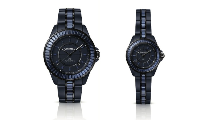 J12 Bleu 42 mm sapphires watch and J12 Bleu 28 mm sapphires watch © Chanel