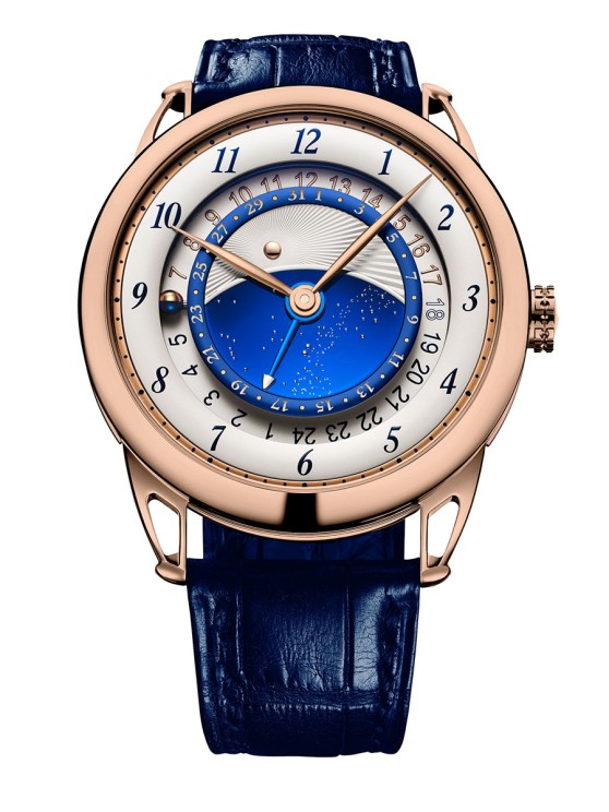 DB25 GMT Starry Varius en or rose à remontage manuel avec second fuseau horaire, indicateur jour/nuit et date sautante. CHF 110 000. © De Béthune