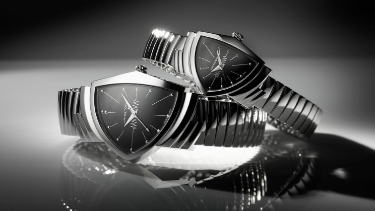 Modèle Ventura Quartz, avec sa déclinaison Small, sur bracelet Flex © Hamilton