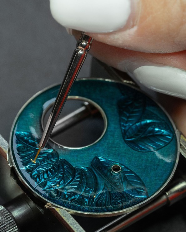 Painting of the dial for the Tourbillon Skelet Red Gold - Catrina Skull © Jaquet Droz 