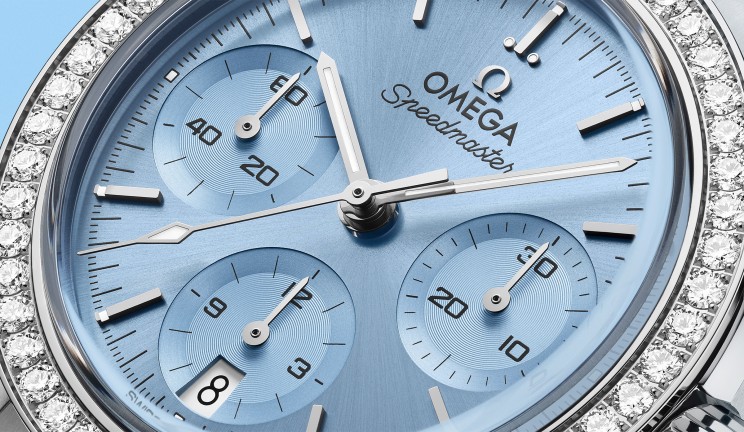 Omega Speedmaster 38 Ice Blue diamonds-set Bezels © Omega