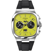 Seventies Chronograph Panorama Date Green and rubber strap 