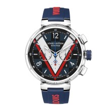 Tambour Damier Cobalt chronograph watch