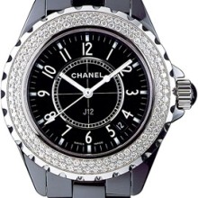 J12 Céramique noire sertie diamants