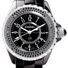 J12 Céramique noire sertie diamants noirs