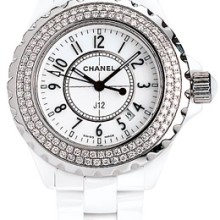 J12 Céramique blanche sertie diamants