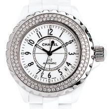 J12 Céramique blanche sertie diamants