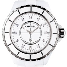 J12 Céramique blanche, cadran 11 index diamants