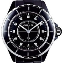 J12 Céramique noire, cadran 11 index diamants